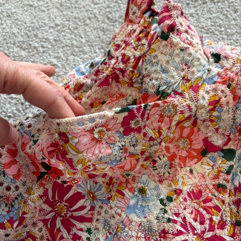 Solitaire Embroidered Shorts Womens M Pink Colorful Eyelet Lace Spring Floral - Picture 3 of 7